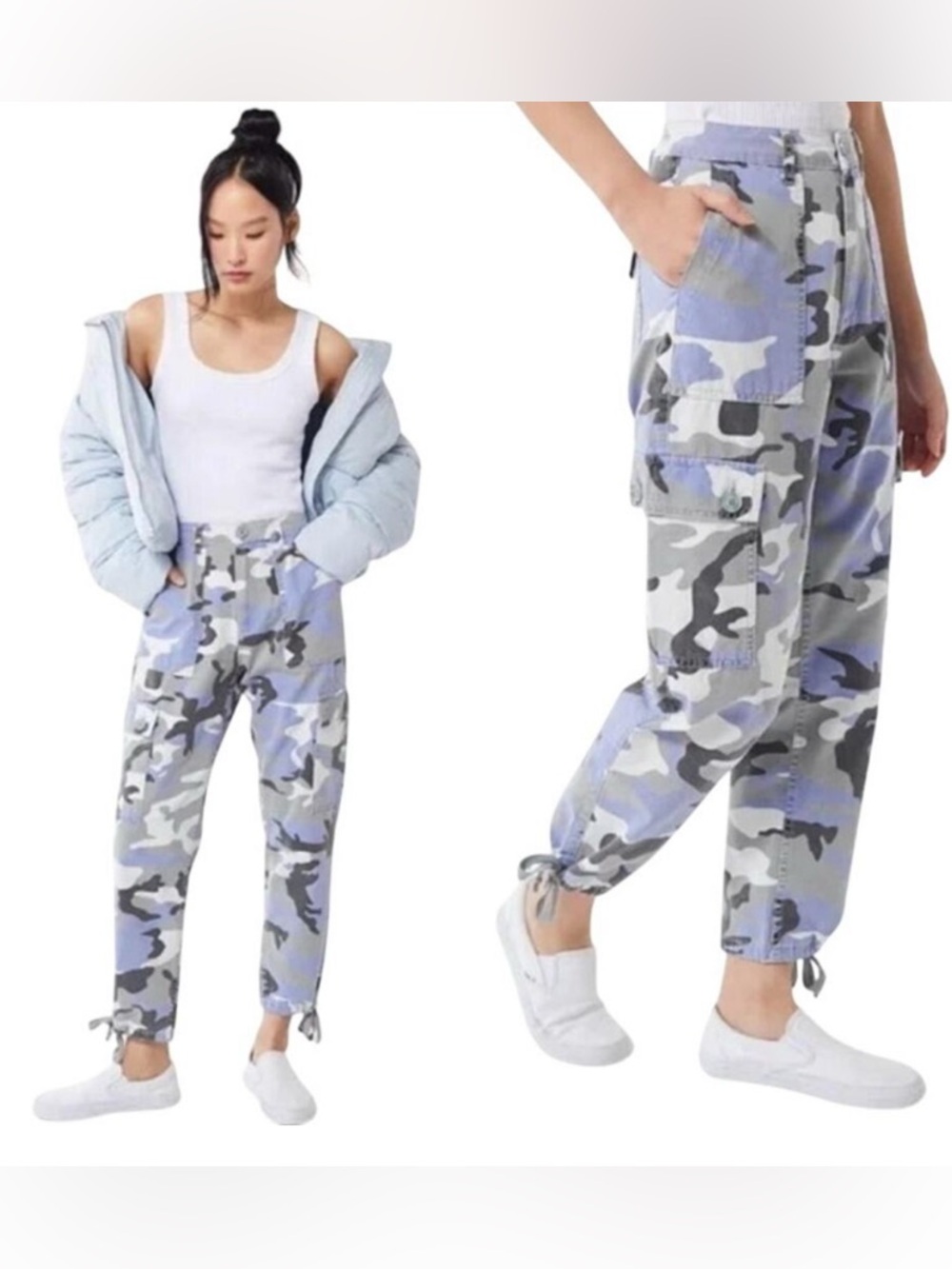 Urban Outfitters Lavender Gray Camo Cargo Joggers